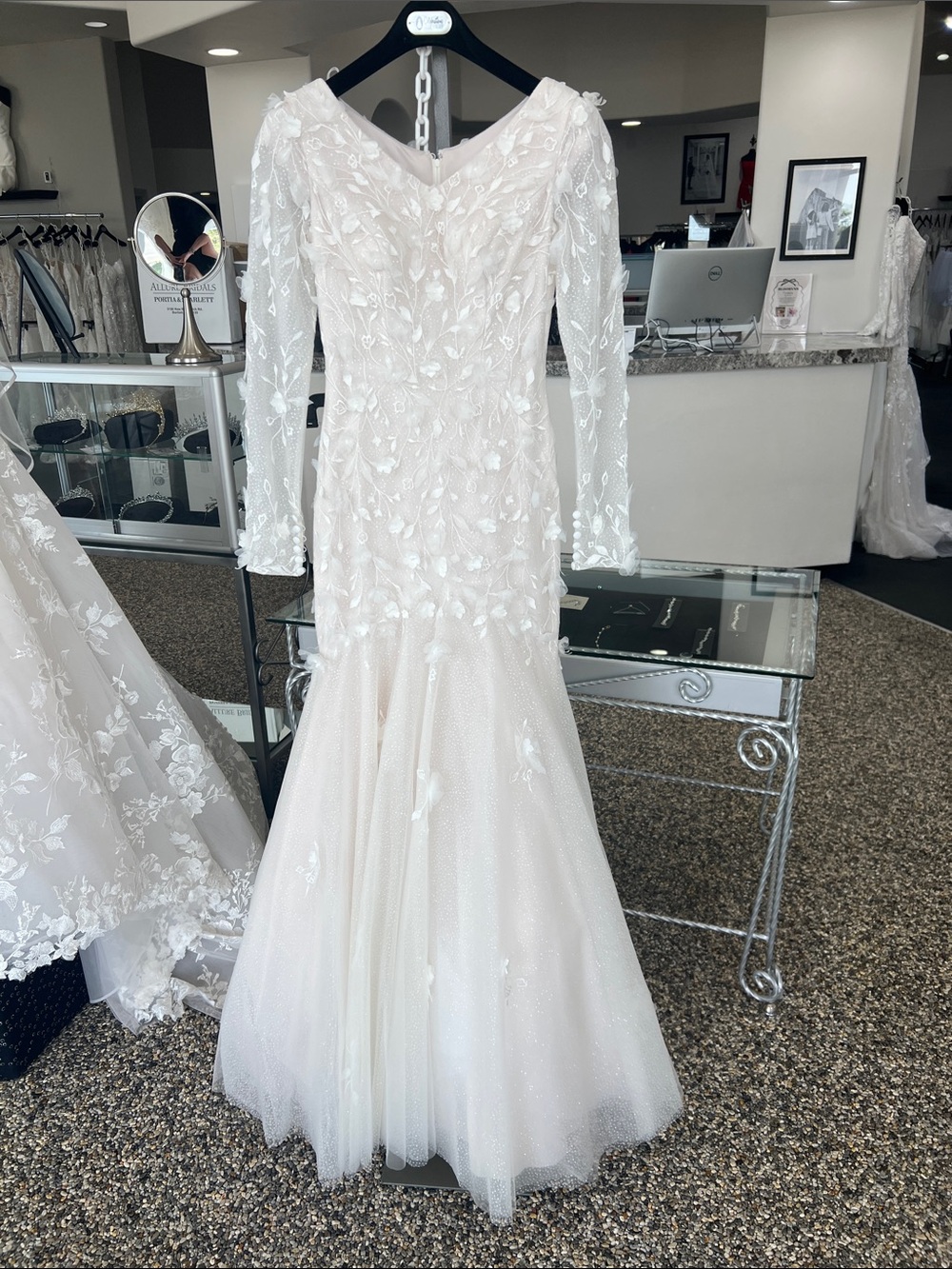Mori Lee Ivory Lace Long-Sleeve Mermaid Wedding Dress